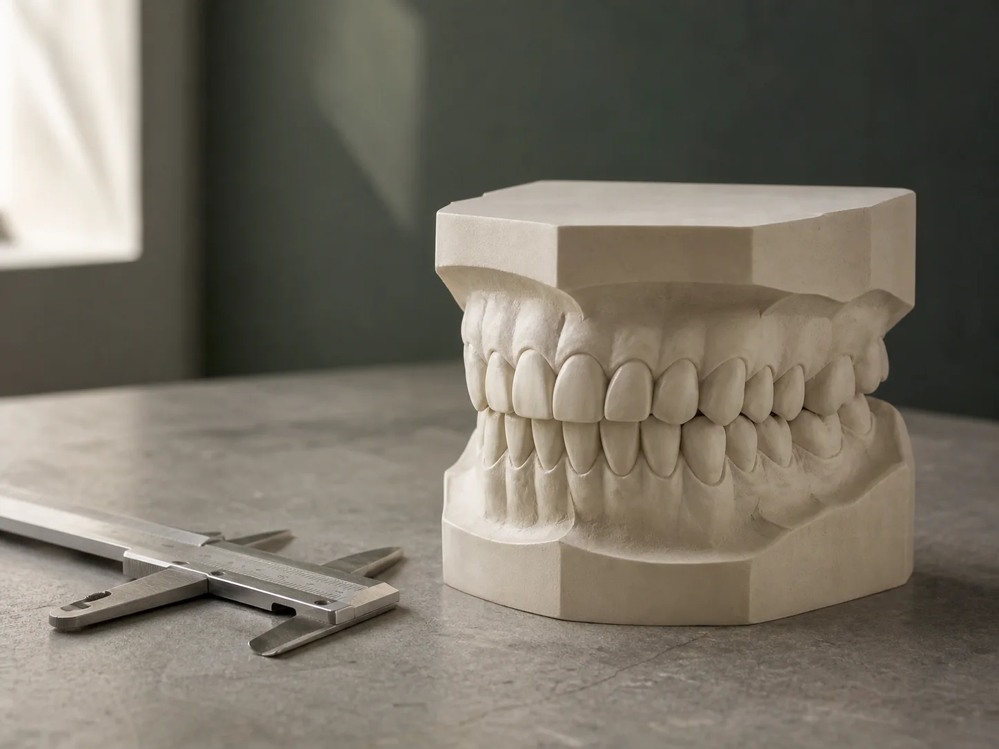Modelo dental conceptual usado para explicar función y medición