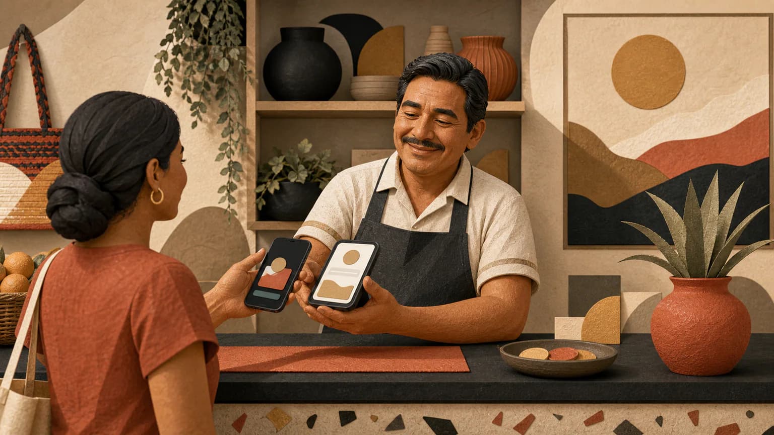 Comerciante mexicana recibe pagos digitales en una cuenta diseñada para pequeños negocios