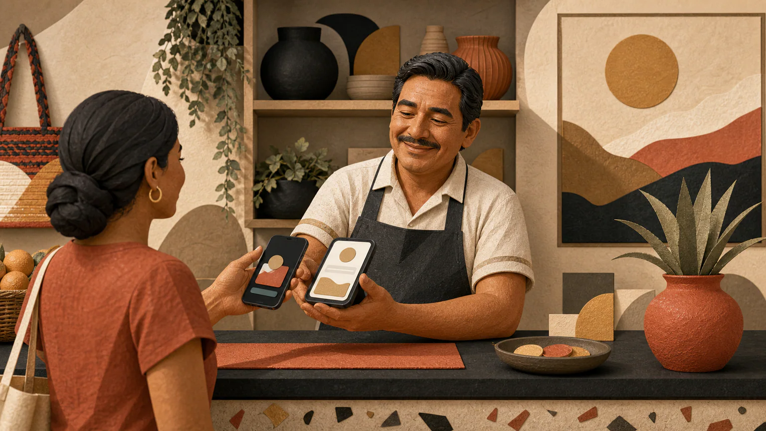 Comerciante mexicana recibe pagos digitales en una cuenta diseñada para pequeños negocios