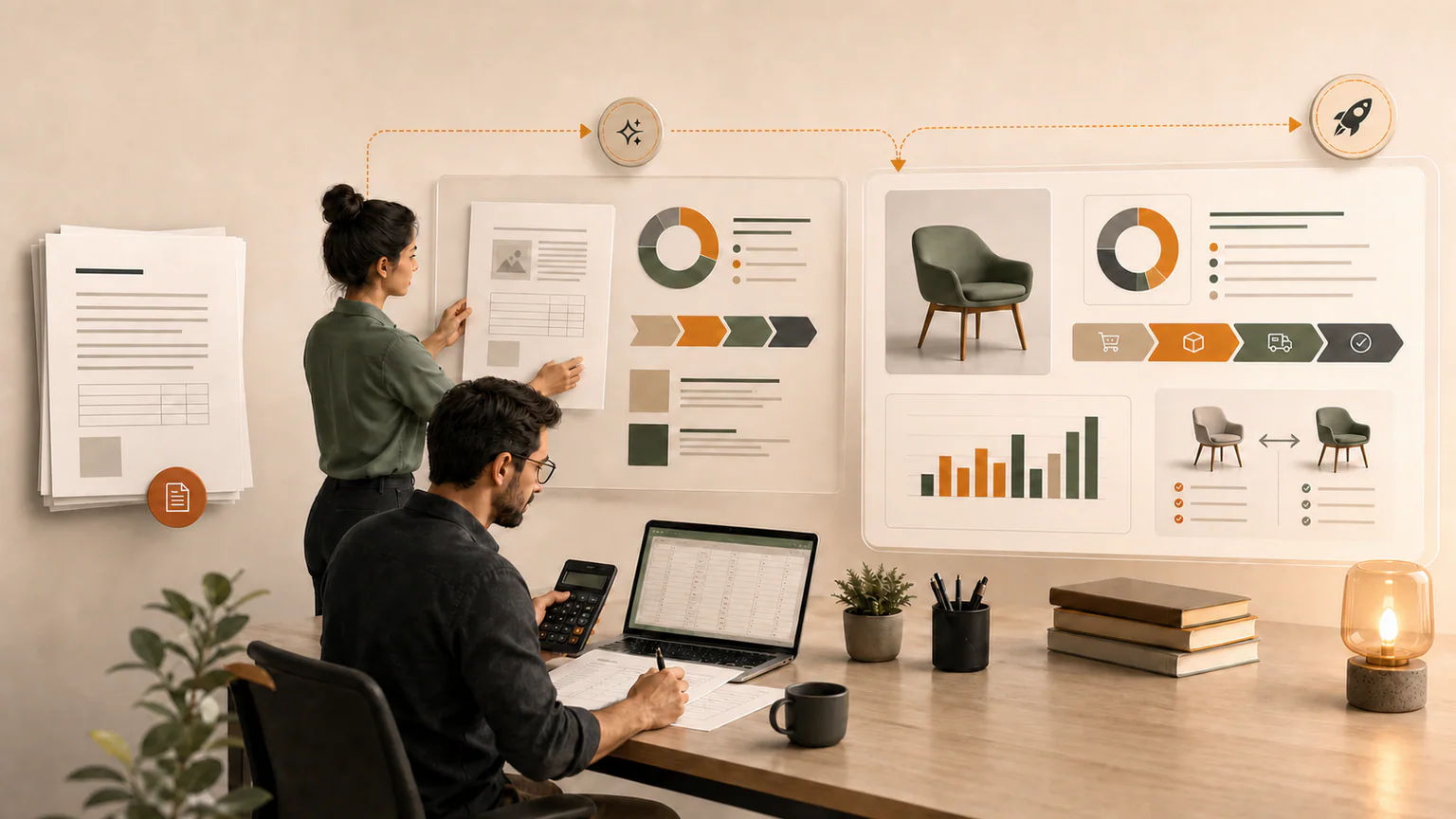 Equipo comercial de una pyme mexicana revisa una infografía creada desde una propuesta en Google Docs