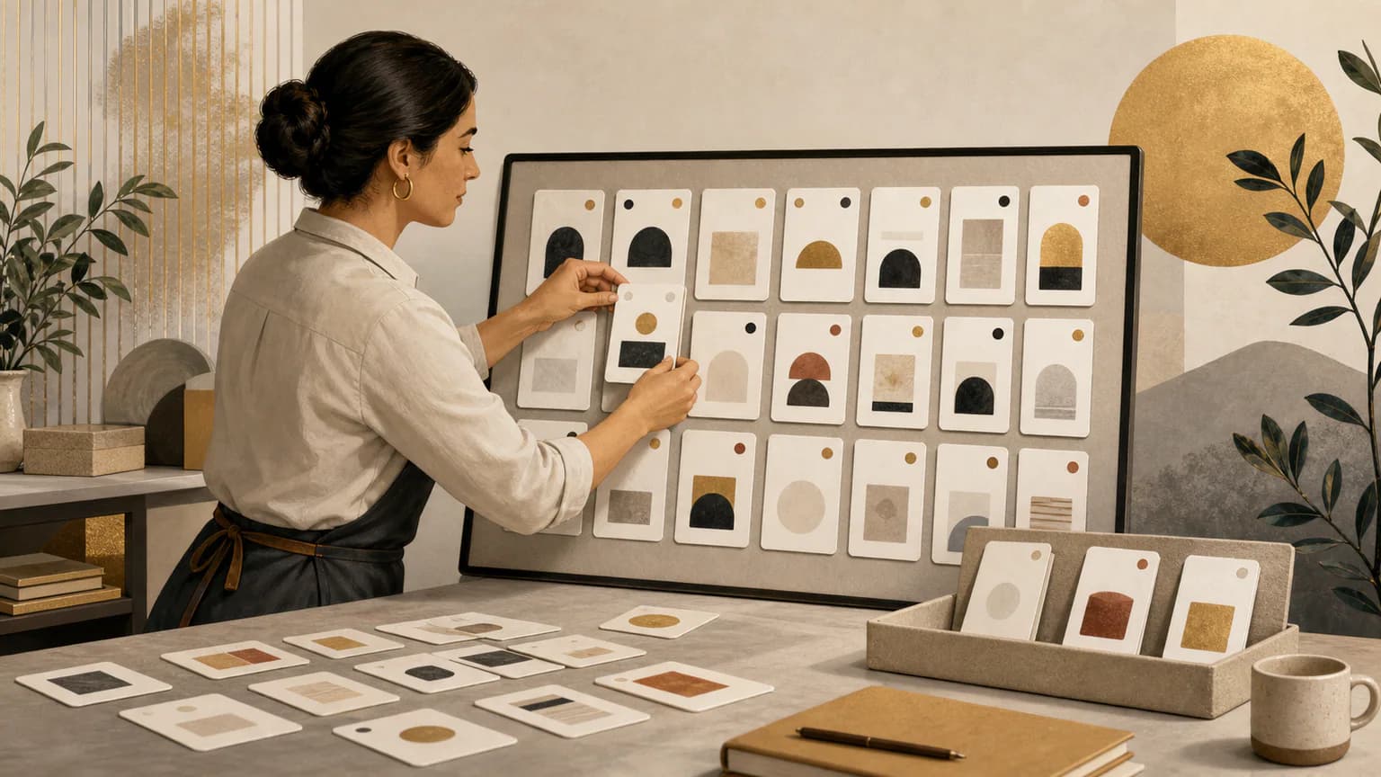 Tablero ordenado de aplicaciones empresariales con algunas tarjetas marcadas para revisar o cancelar