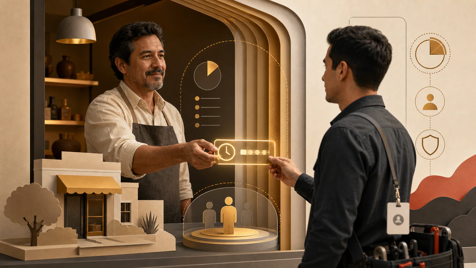 Puerta digital con acceso administrador temporal entregado a un técnico externo identificado